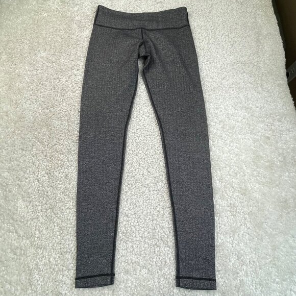 Lululemon Wunder Under Legging Low Rise Black Gray Herringbone - Picture 1 of 6